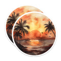 (2 Pack) Tropical Sunset Magnets - Watercolor Beach Scene - Palm Tree Ocean Art - Coastal Home Decor - Summer Vacation Vibe - 5 Inches On Longest Side - Thick Durable Magnet - Made in USA - MAG19644