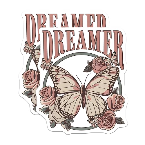 (2 Pack) Dreamer Butterfly Magnets - Floral Magnet - Inspirational Magnets - 5" On Longest Side - Premium Magnet - for Cars, Refrigerators, Toolboxes, Lockers - Made in USA - MAG18577