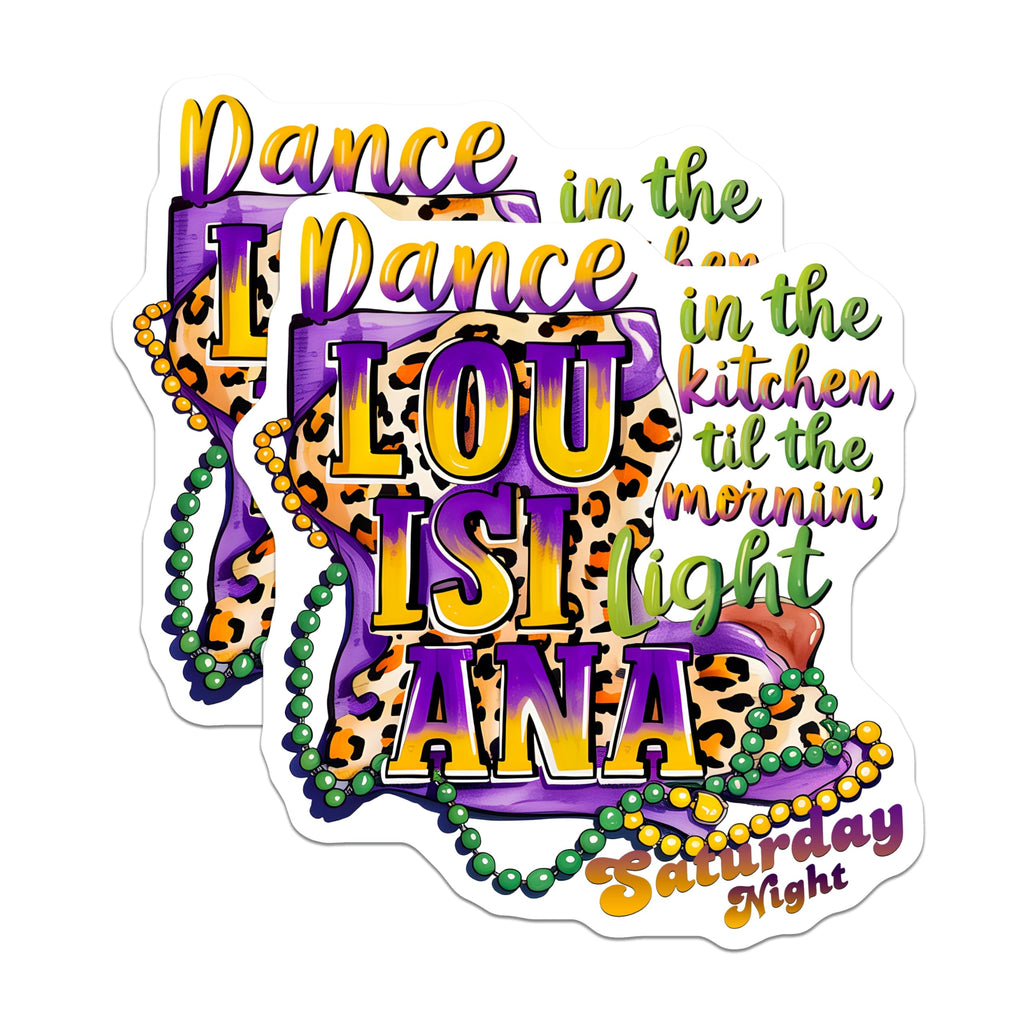 (2 Pack) Louisiana State Kitchen Magnets - Mardi Gras Leopard Party Decor - Saturday Night Dance Accent - 5 Inches On Longest Side - Thick Durable Magnet - Made in USA - MAG24245