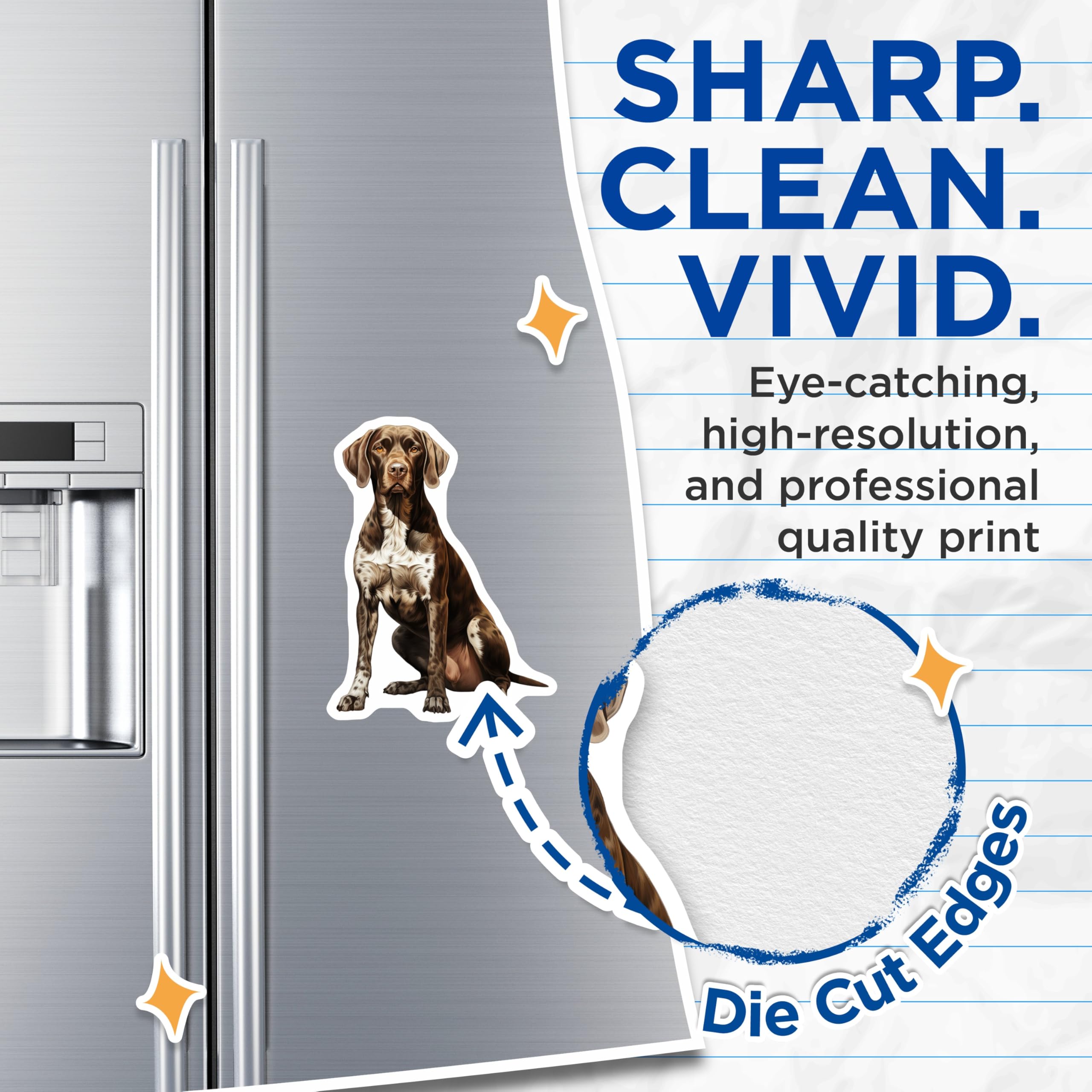 (2 Pack) German Shorthaired Pointer Magnets - GSP Dog Lover Decor - Pet Parent Animal Art for Fridge - 5 Inches On Longest Side - Thick Durable Magnet - Made in USA - MAG29391