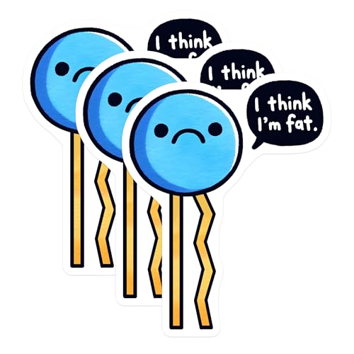 (3 Pack) I Think I'm Fat Decals - Funny Laptop Decal - Meme Decal - 3 Inches On Longest Side - Easy Peel & Apply - Made in USA - 3MCS6780