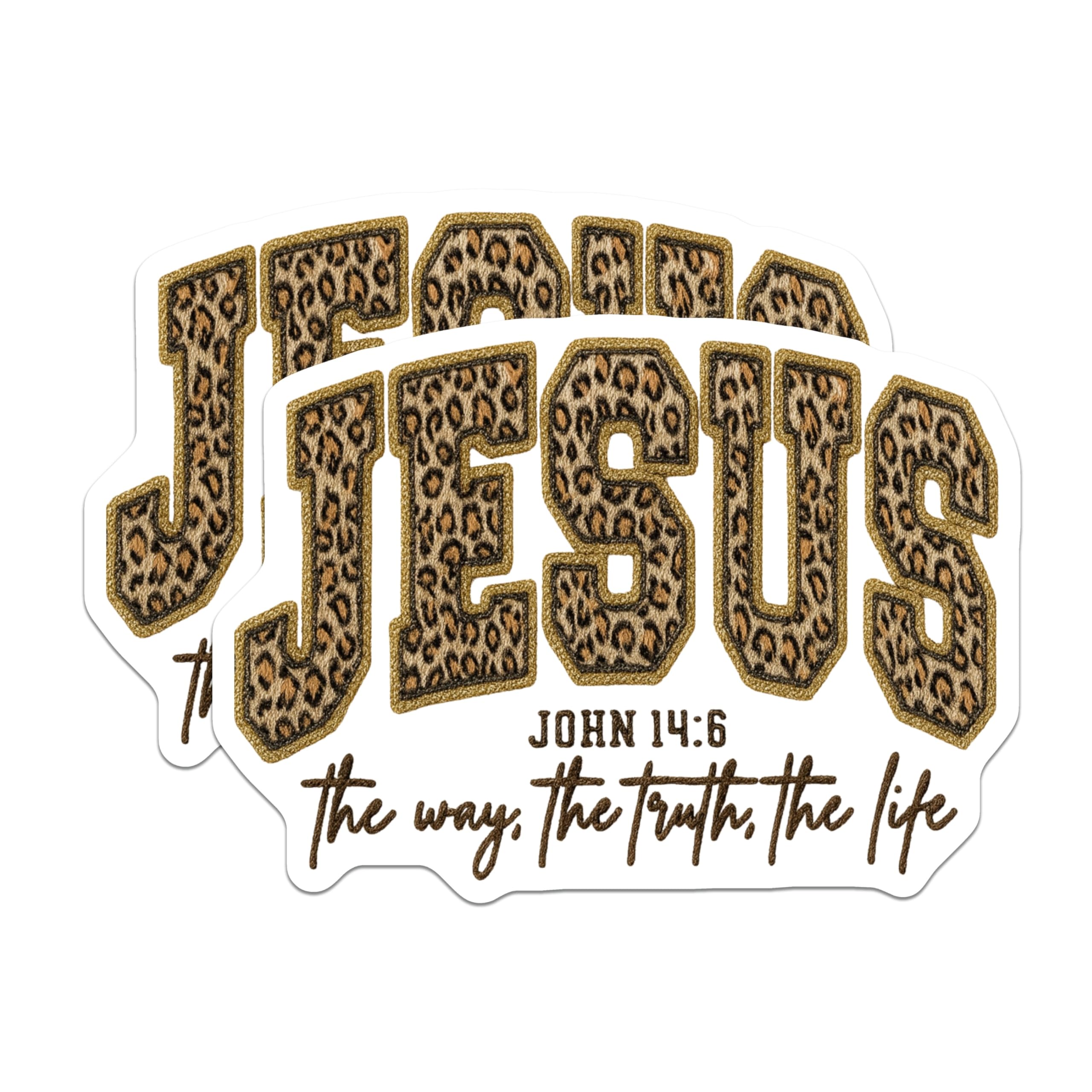 (2 Pack) Christian Magnets - Leopard Print Jesus Quote - John 14 6 Bible Verse Art - 5 Inches On Longest Side - Thick Durable Magnet - Made in USA - MAG22818
