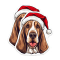 (2 Pack) Basset Hound Christmas Magnets - Santa Dog Refrigerator - Holiday Dog Mom Decor - 5 Inches On Longest Side - Thick Durable Magnet - Made in USA - MAG29557