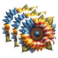 (3 Pack) American Sunflower Decals - Patriotic Flower Art - USA Flag Stickers - 3 Inches On Longest Side - Easy Peel & Apply - Made in USA - 3MCS4101