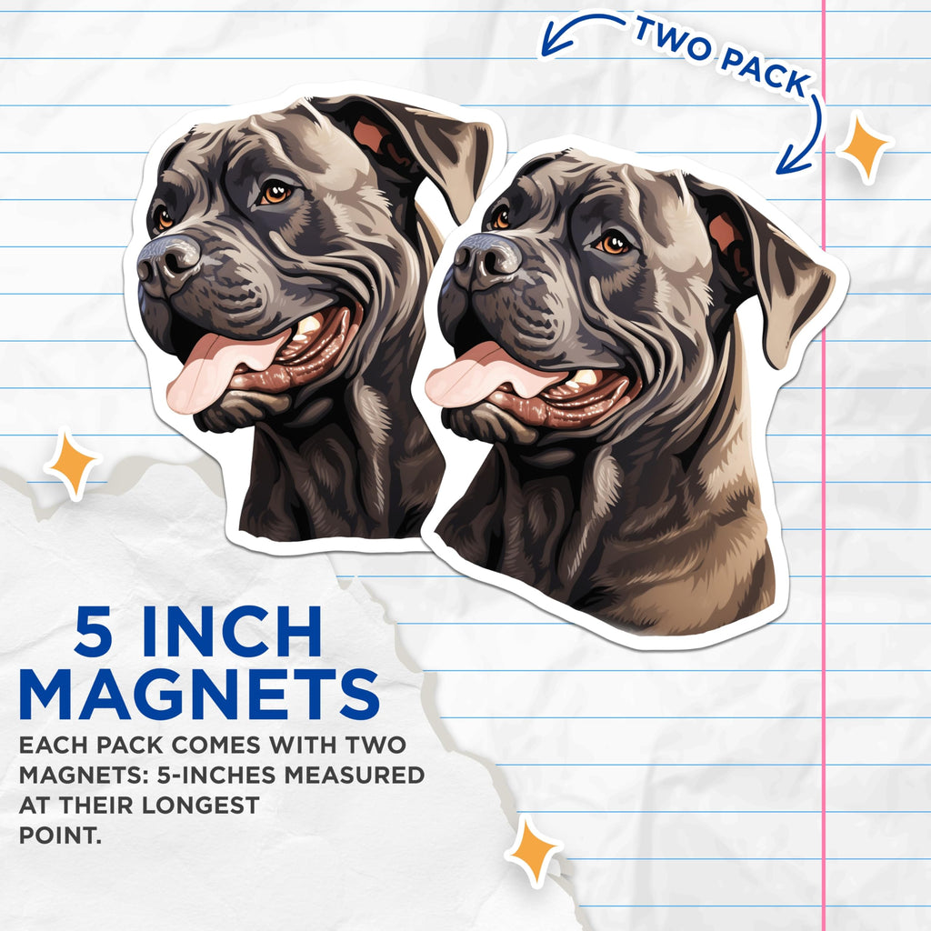 (2 Pack) Cane Corso Magnets - Dog Breed Illustration - Pet Lover Refrigerator Decor - Unique Animal Art - 5 Inches On Longest Side - Thick Durable Magnet - Made in USA - MAG23276