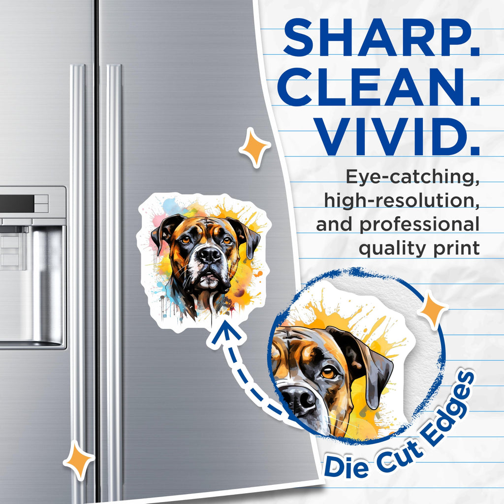 (2 Pack) Boxer Dog Magnets - Watercolor Dog Art - Pet Parent Decor - 5 Inches On Longest Side - Thick Durable Magnet - Made in USA - MAG25972