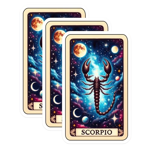 (3 Pack) Scorpio Zodiac Decals - Astrology Sign - Horoscope Gifts - 3 Inches On Longest Side - Easy Peel & Apply - Made in USA - 3MCS4063