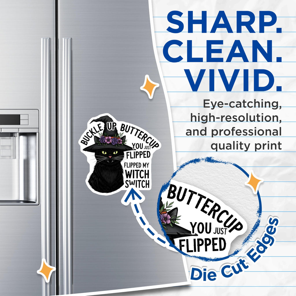 (2 Pack) Witch Cat Magnets - Halloween Humor - Flipped My Witch Switch Magnet - 5" On Longest Side - Premium Magnet - for Cars, Refrigerators, Toolboxes, Lockers - Made in USA - MAG17945