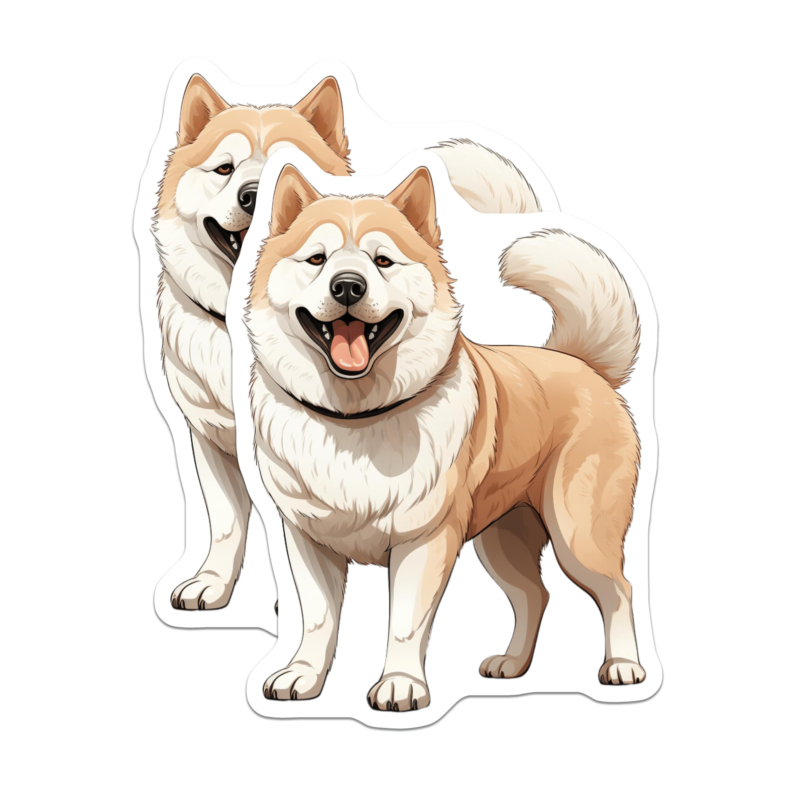 (2 Pack) Akita Dog Magnets - Smiling Japanese Dog Breed - Dog Lover Pet Parent Refrigerator Art - 5 Inches On Longest Side - Thick Durable Magnet - Made in USA - MAG25827
