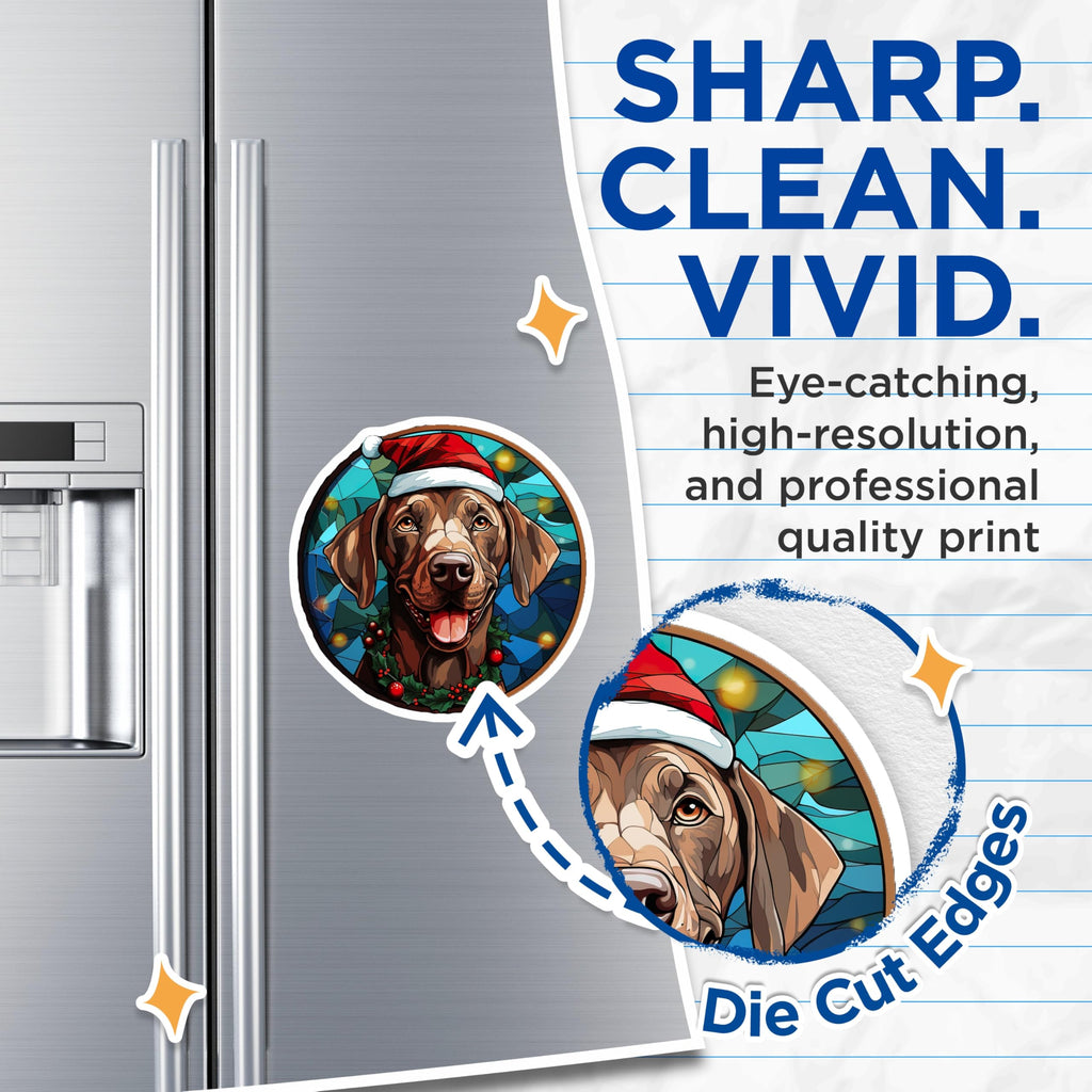 (2 Pack) Christmas Dog Magnets - Labrador Holiday Decor - Stained Glass Pet Refrigerator Magnets - 5 Inches On Longest Side - Thick Durable Magnet - Made in USA - MAG30122