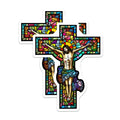 (2 Pack) Stained Glass Crucifix Magnets - Christian Religious Decor - Faith Art Refrigerator Magnet - 5 Inches On Longest Side - Thick Durable Magnet - Made in USA - MAG39476
