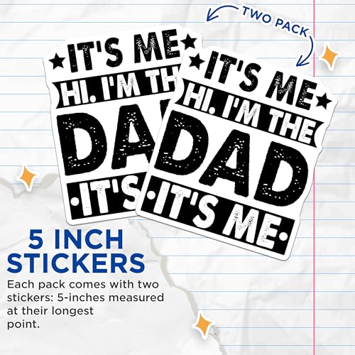 (2 Pack) Dad Fixer of All Things Stickers - Funny Dad Meme Stickers - Father's Day Gift for Dad from Kids - 5" On Longest Side - Sticks to Smooth Flat Surfaces - Made in USA - BMCS4111
