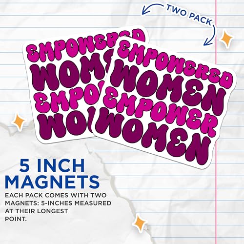 (2 Pack) Empowered Women Magnets Magnets - Inspirational Women Magnet - Woman Empowerment Magnet - 5" On Longest Side - Made in USA - Sticks to Refrigerators & Metal Surfaces - MAG8341