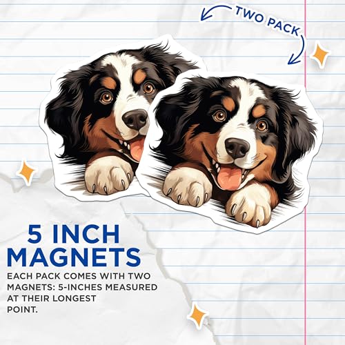 (2 Pack) Cute Dog Print Magnet - Funny Animal Decor - Pet Enthusiast Collection - 5" On Longest Side - Sticks to Smooth Flat Surfaces - Made in USA - MAG9866