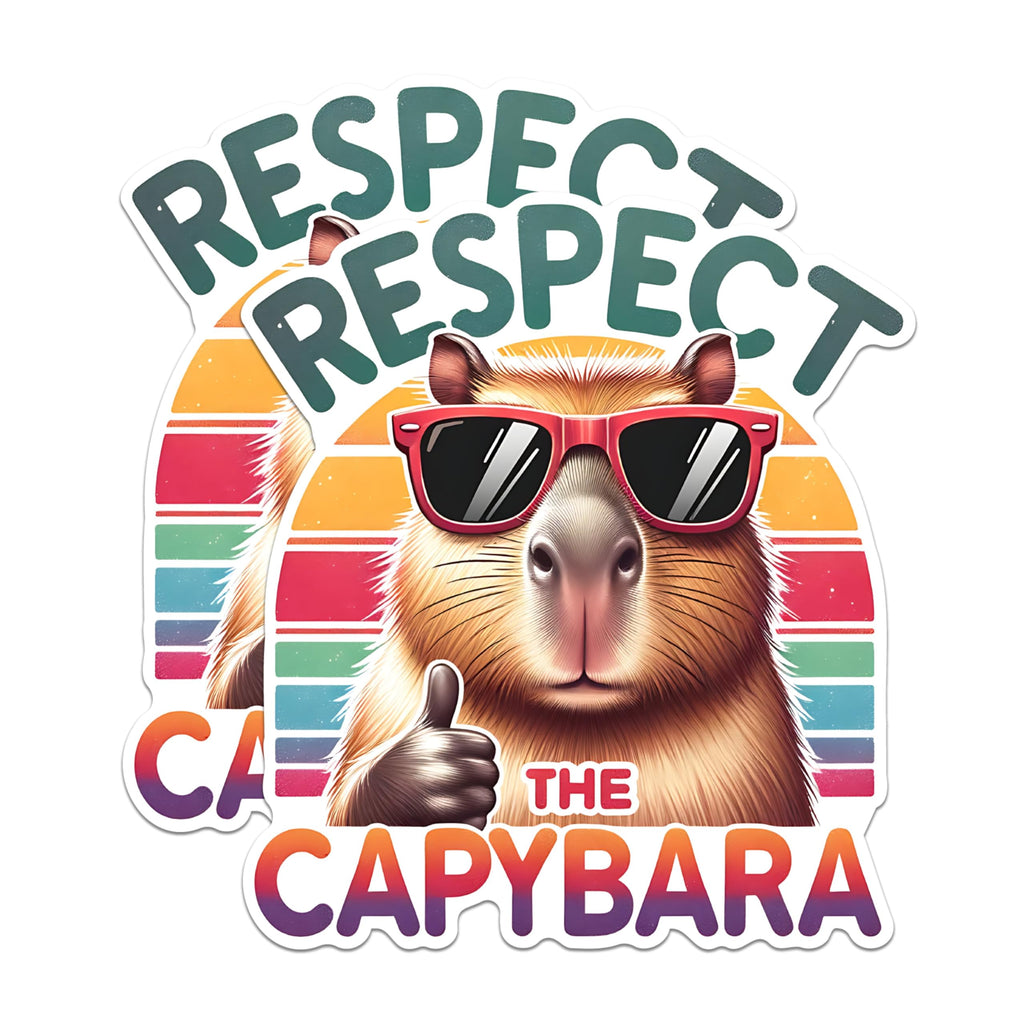(2 Pack) Respect The Capybara Magnets - Fun Animal Magnets - Cute Capybara Magnets - Humor Magnets for Animal Lovers- 5" On Longest Side - for Fridges, Toolboxes, Cars - Made in USA - MAG2676