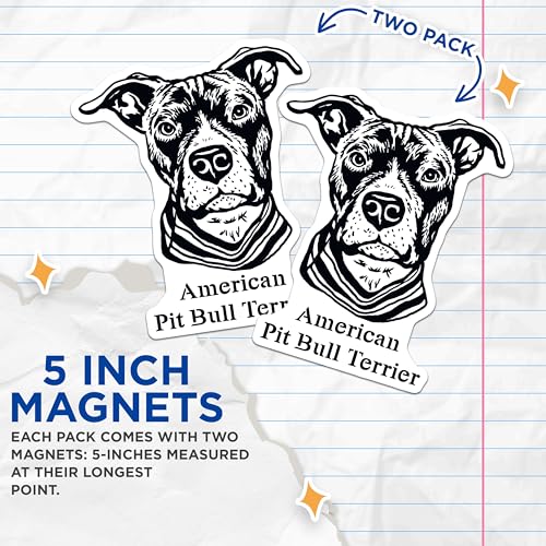 (2 Pack) American Pit Bull Terrier Magnets - Dog Lovers - Animal Magnet Collection - 5" On Longest Side - for Cars, Fridges, Toolboxes - Made in USA - MAG4015