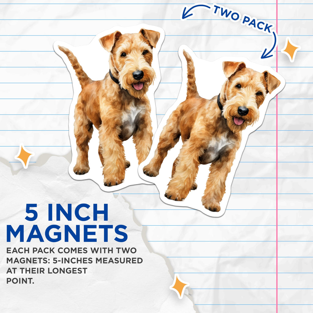 (2 Pack) Airedale Terrier Magnets - Pet Lover Home Decor - Dog Owner Kitchen Accent - 5 Inches On Longest Side - Thick Durable Magnet - Made in USA - MAG25397