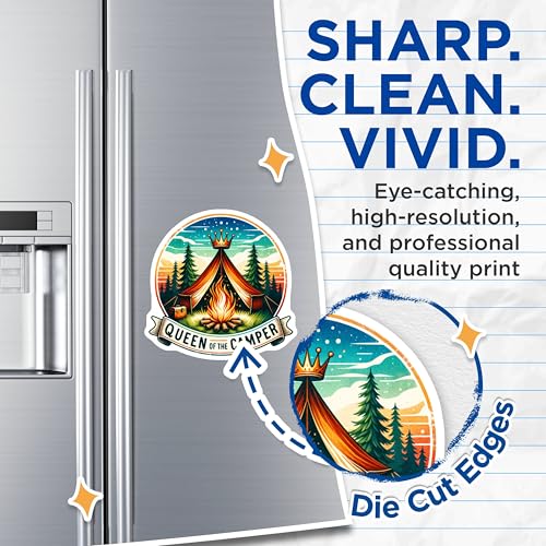 (2 Pack) Queen of The Camper Magnets - Camping Decor - Outdoor Enthusiast - Campfire Lover - Nature Adventure - Hiking Trip - 5" On Longest Side - for Cars, Fridges, Toolboxes - Made in USA - MAG6788