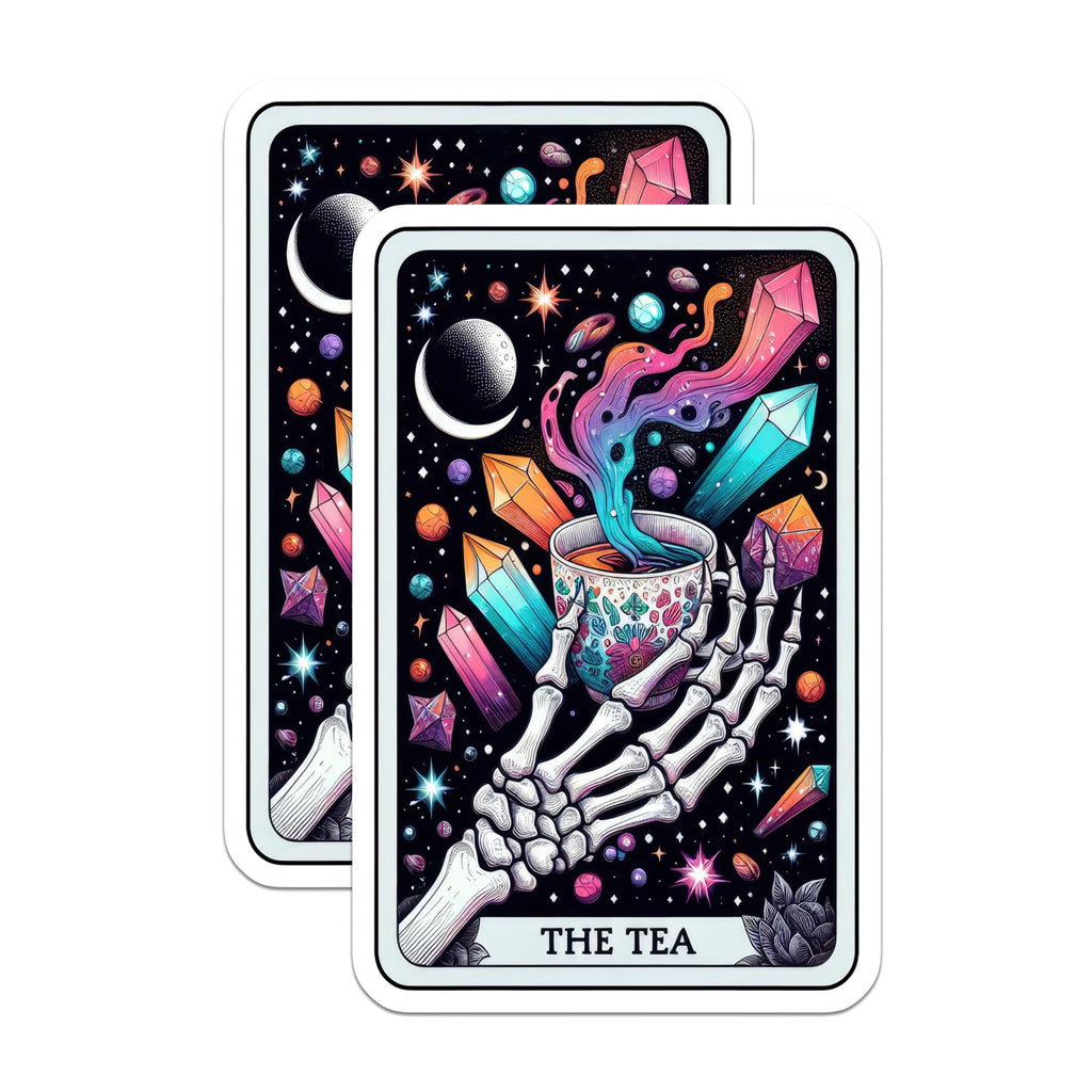 Bliss Monkey Co. (2 Pack) Tarot Card Stickers - Skeleton Hand - Psychedelic Art - Crystal Planet - 5" - UV Protected - Fade Resistant - Versatile - Made in USA