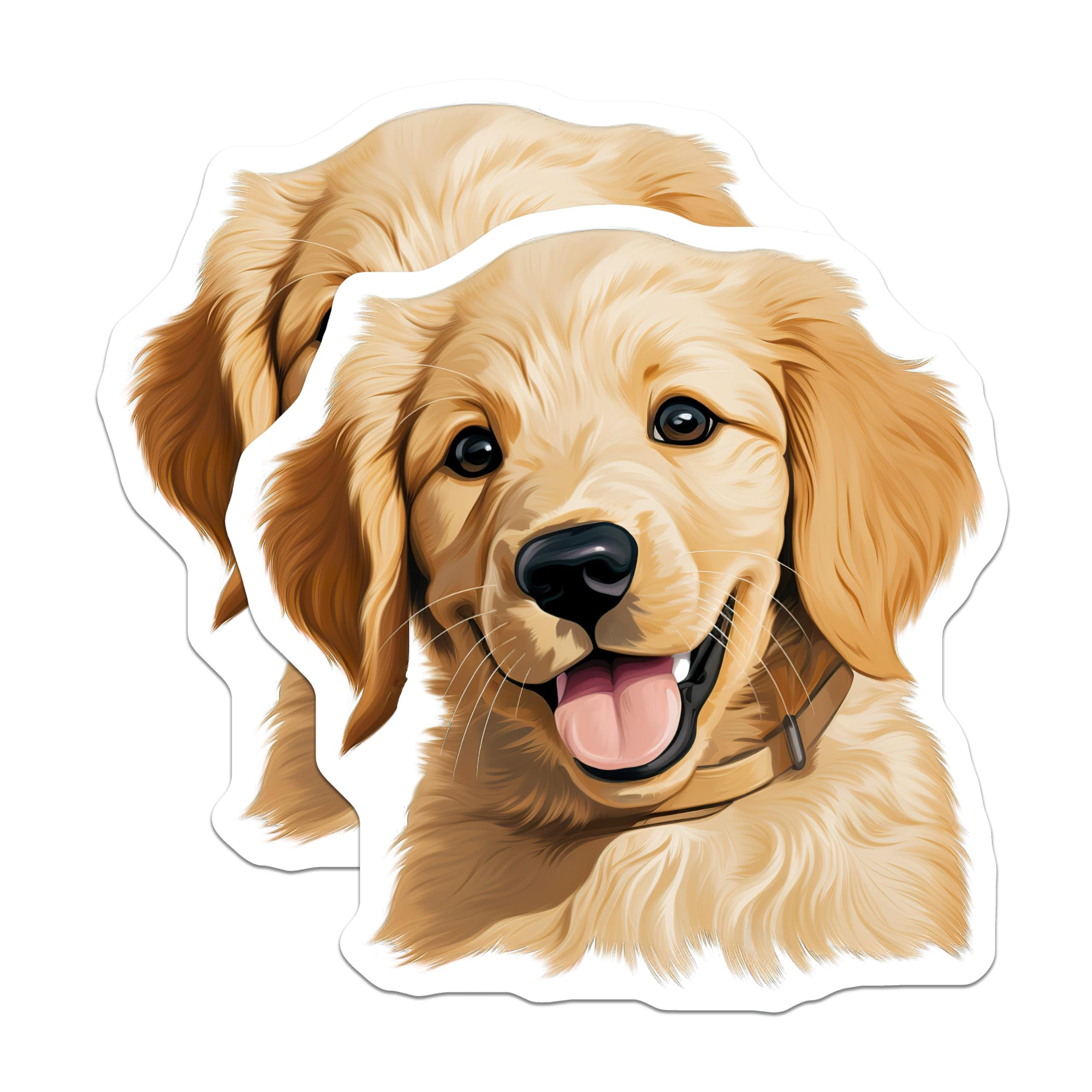 (2 Pack) Golden Retriever Puppy Magnets - Cute Dog Illustration - Pet Lover Decor - Puppy Art Fridge Magnet - 5 Inches On Longest Side - Thick Durable Magnet - Made in USA - MAG23703