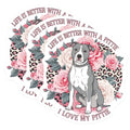 (3 Pack) Pitbull Dog Decals - Floral Pitbull - I Love My Pittie - Laptop Decals- 3 Inches On Longest Side - Easy Peel & Apply - Made in USA - 3MCS5952