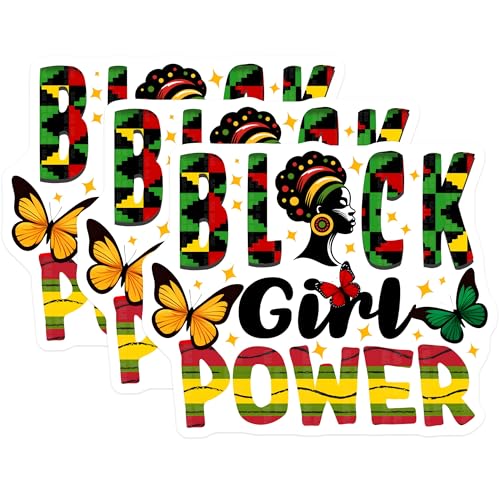 (3 Pack) Black Girl Power Decals - Laptop Decal - African Pride Stickers - 3 Inches On Longest Side - Easy Peel & Apply - Made in USA - 3MCS6125