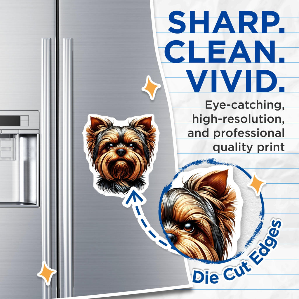 (2 Pack) Yorkie Dog Magnets - Yorkshire Terrier Art - Cute Pet Decor - 5" On Longest Side - Premium Magnet - for Cars, Refrigerators, Toolboxes, Lockers - Made in USA - MAG15228