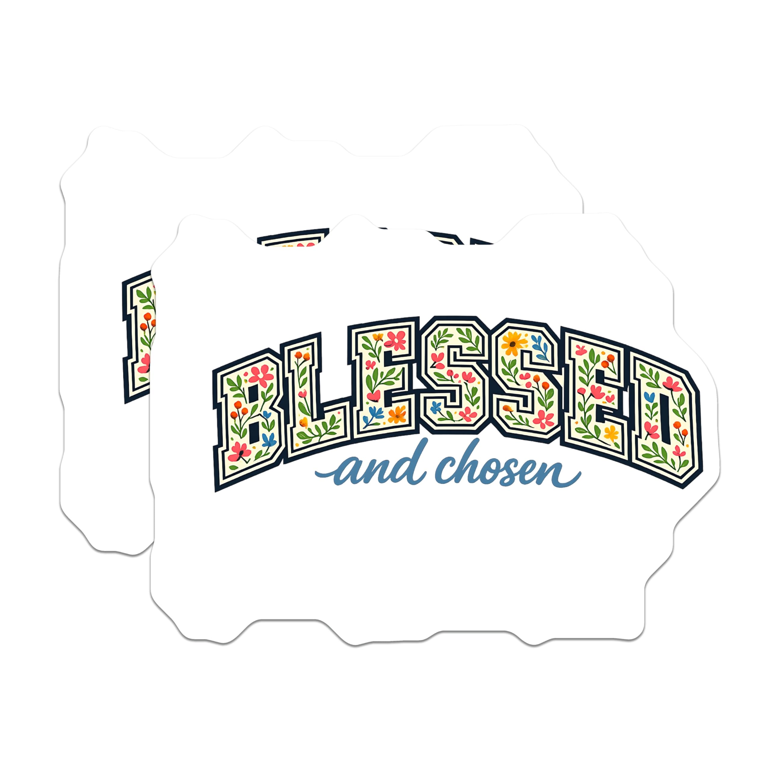 (2 Pack) Blessed and Chosen Magnets - Floral Inspirational Decor - Christian Faith Scripture Art - 5 Inches On Longest Side - Thick Durable Magnet - Made in USA - MAG20572