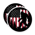 (2 Pack) Bigfoot Magnets - American Flag Sasquatch - Outdoorsy Refrigerator Locker Decor - 5 Inches On Longest Side - Thick Durable Magnet - Made in USA - MAG27165