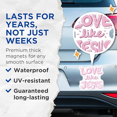 (2 Pack) Love Like Jesus Magnets Magnets - Christian Home Decor - Inspirational Bible Verse - 5" On Longest Side - Made in USA - Sticks to Refrigerators & Metal Surfaces - MAG8951