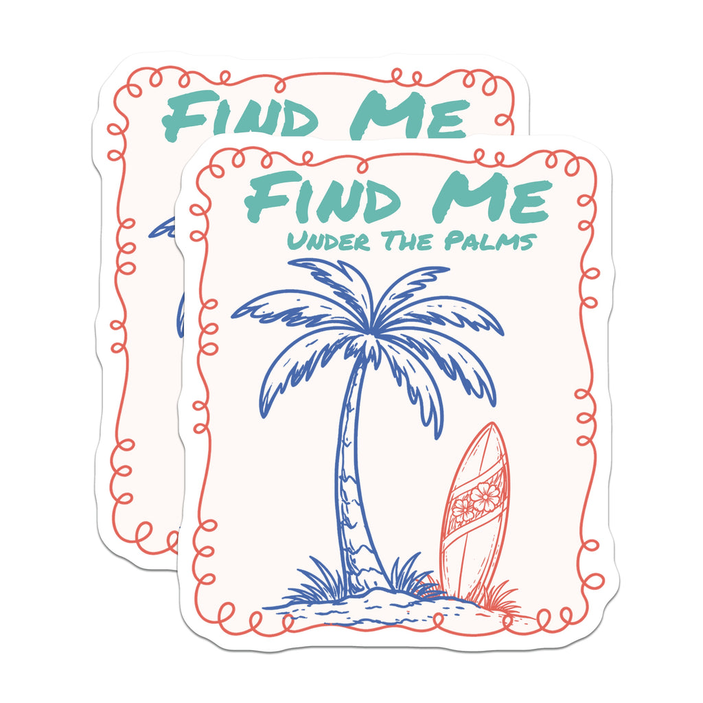 (2 Pack) Tropical Palms Surfboard Magnets - Coastal Beach Vibes Decor - Summer Vacation Fridge Magnet Set for Ocean Lovers - 5 Inches On Longest Side - Thick Durable Magnet - Made in USA - MAG38561