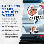 (2 Pack) Funny Fish Pun Magnets - Selfie Magnet - Cute Refrigerator Decor - Clownfish with Selfie Magnet - 5" On Longest Side - for Cars, Fridges, Toolboxes - Made in USA - MAG5597