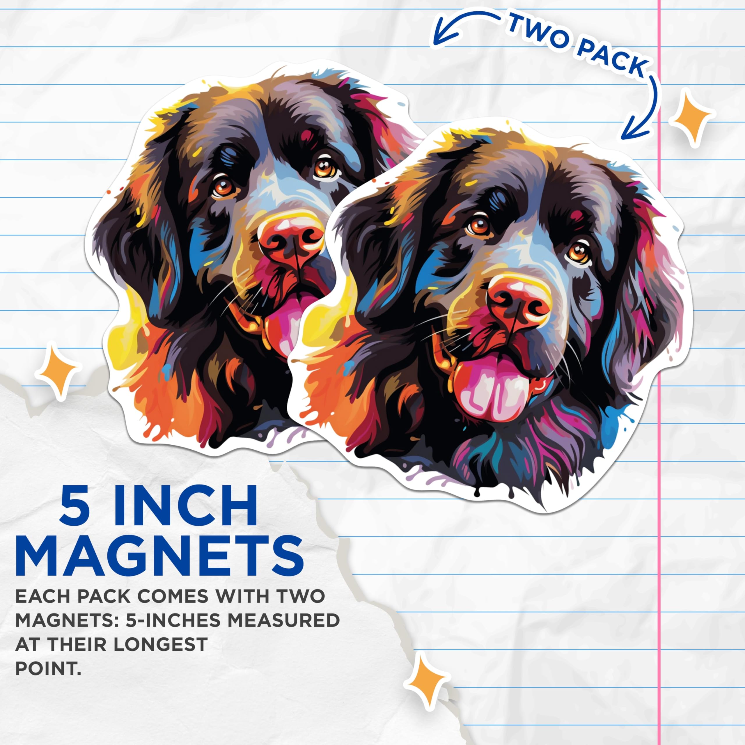(2 Pack) Newfoundland Dog Breed Magnets - 5 Inches On Longest Side - Choose from Over 100 Dog Breeds - for Cars, Refrigerators, Toolboxes - Made in USA - MAG1906
