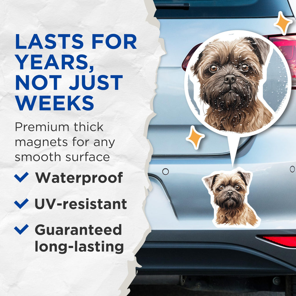 (2 Pack) Brussels Griffon Dog Magnets - Wirehaired Terrier Art - Pet Parent Fridge Decor - 5 Inches On Longest Side - Thick Durable Magnet - Made in USA - MAG29848