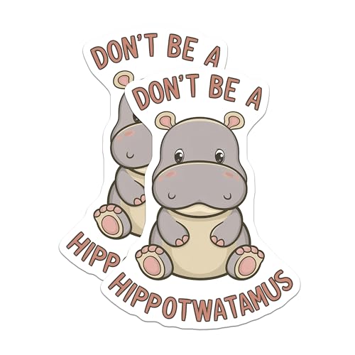 (2 Pack) Cute Hippo Magnets Magnets - Funny Animal Quote - Refrigerator Decor - 5" On Longest Side - Made in USA - Sticks to Refrigerators & Metal Surfaces - MAG8669