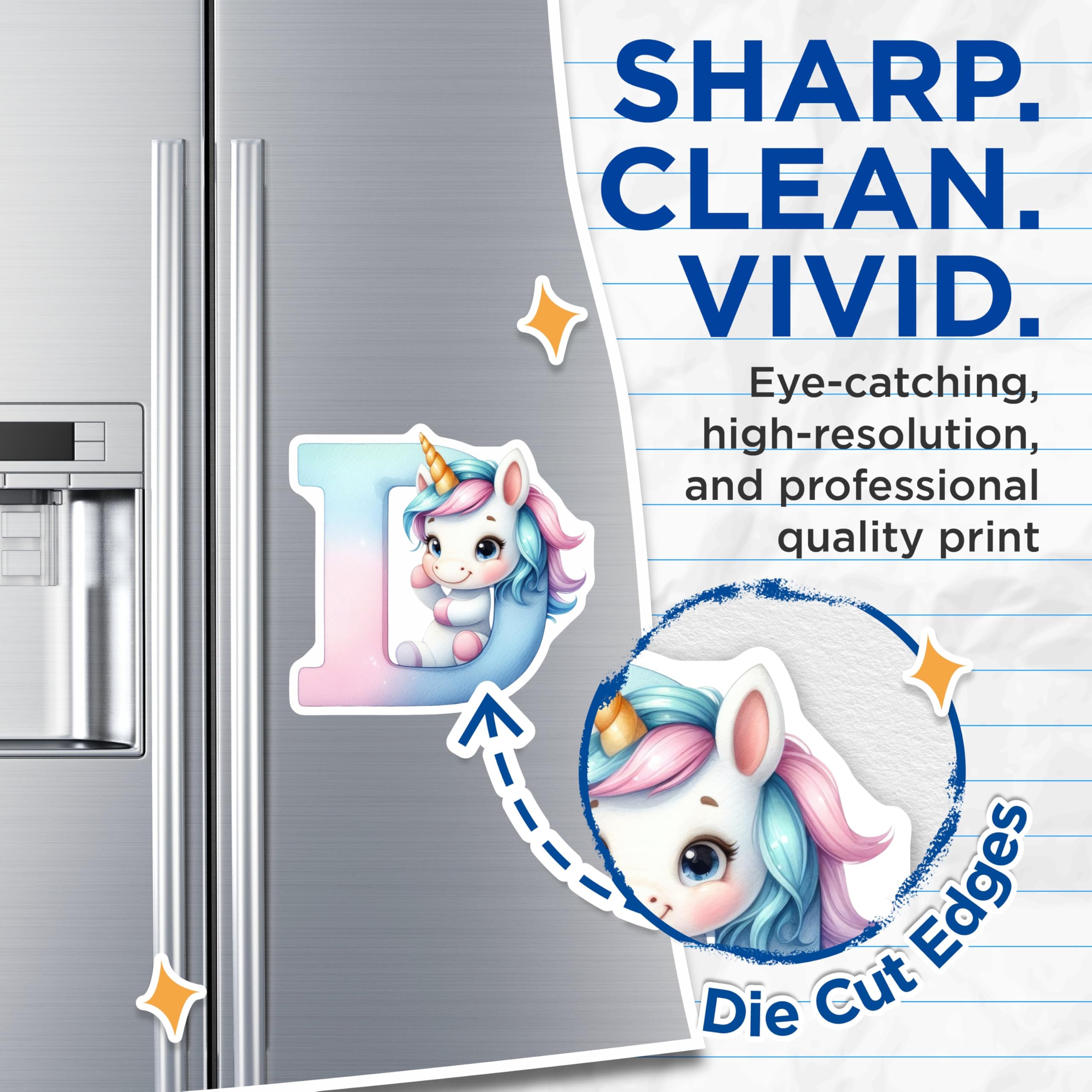 (2 Pack) Unicorn Letter I Magnets - Alphabet Fridge Decor - Cute Animal Initial - 5" On Longest Side - Premium Magnet - for Cars, Refrigerators, Toolboxes, Lockers - Made in USA - MAG15326