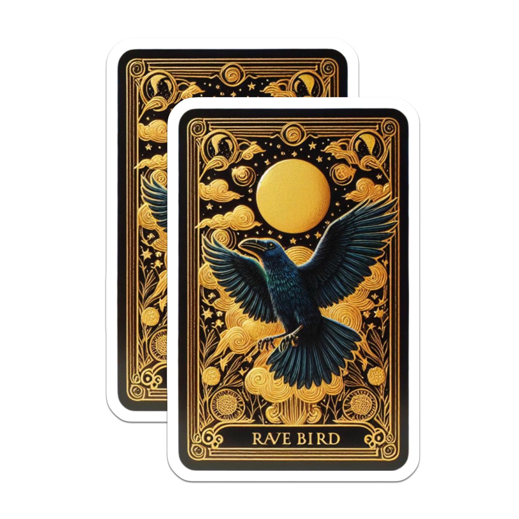 (2 Pack) Rave Bird Aesthetic Magnets - Gothic Raven Art Refrigerator Decor - Mystical Crow Moon Fridge Accessory - 5 Inches On Longest Side - Thick Durable Magnet - Made in USA - MAG21845