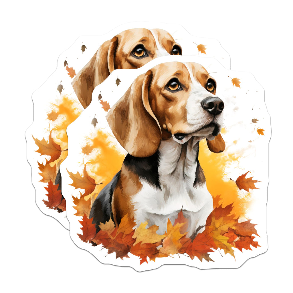 (2 Pack) Beagle Dog Autumn Leaf Magnets - Fall Decor Kitchen Accessories - Pet Lover Refrigerator Art - 5 Inches On Longest Side - Thick Durable Magnet - Made in USA - MAG28064