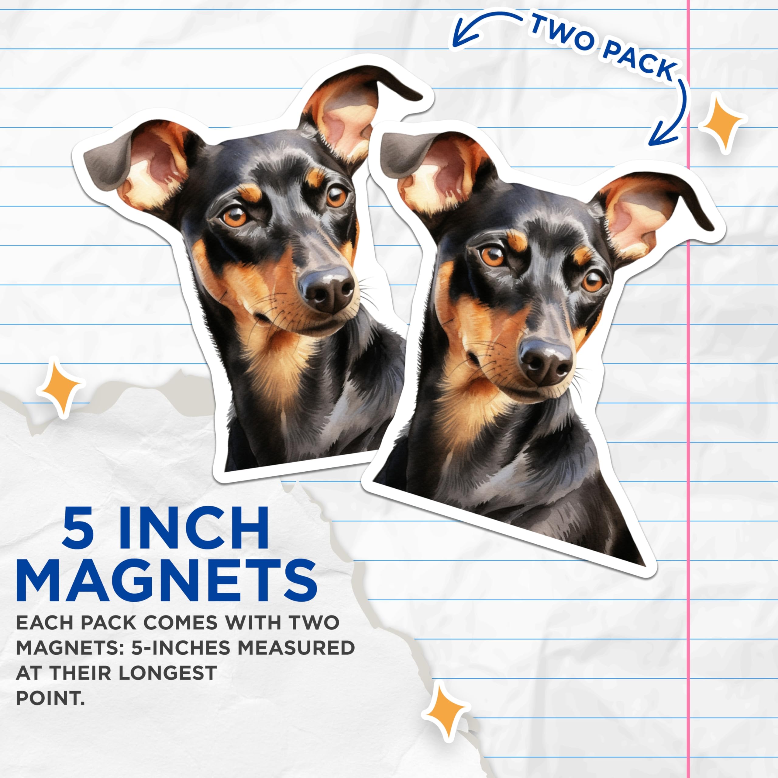 (2 Pack) Doberman Pinscher Magnets - Watercolor Dog Art - Pet Lover Home Decor - 5 Inches On Longest Side - Thick Durable Magnet - Made in USA - MAG25170