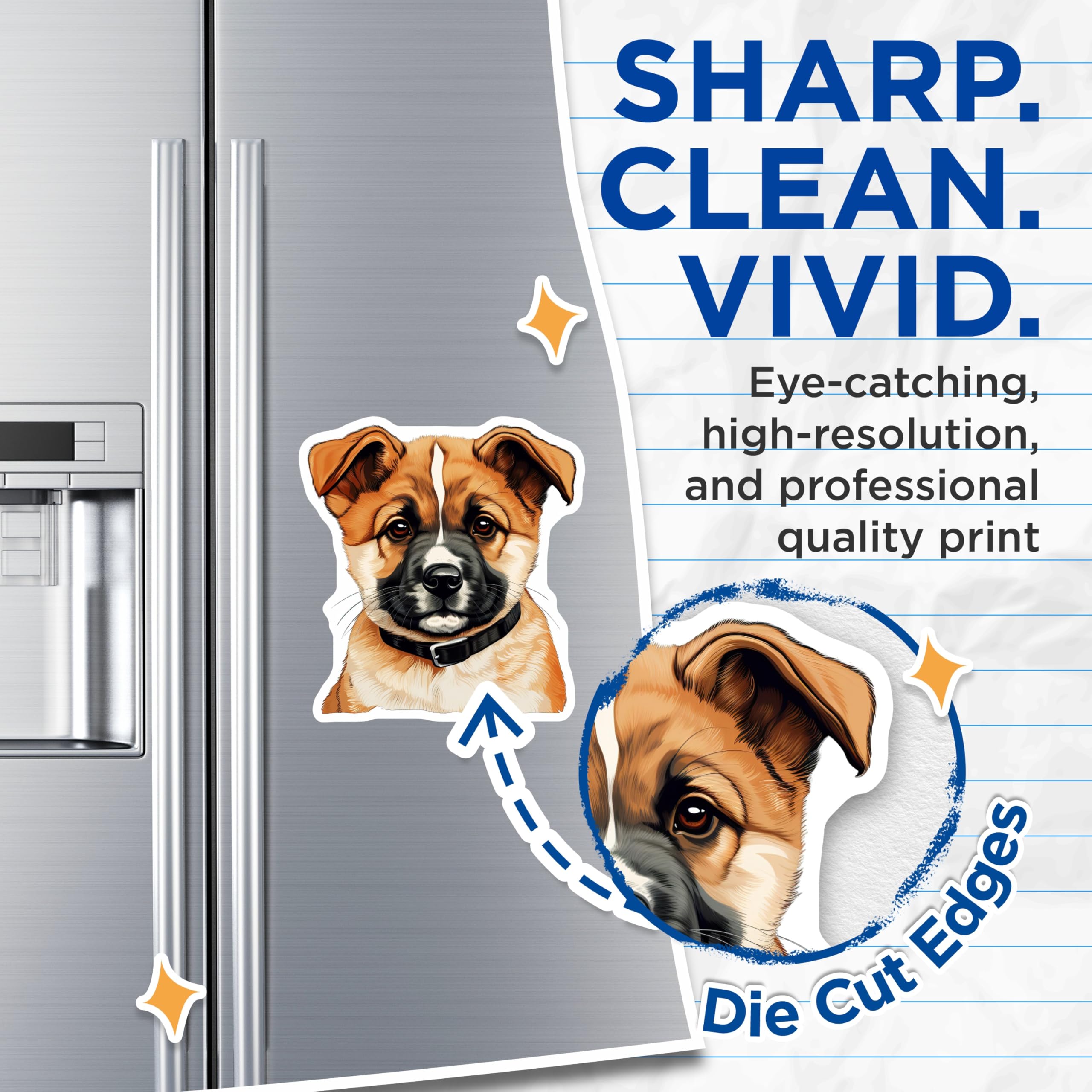 (2 Pack) Adorable Puppy Dog Magnets - Pet Lover Refrigerator Decor - Cute Animal Lover Kitchen Accents - 5 Inches On Longest Side - Thick Durable Magnet - Made in USA - MAG25435