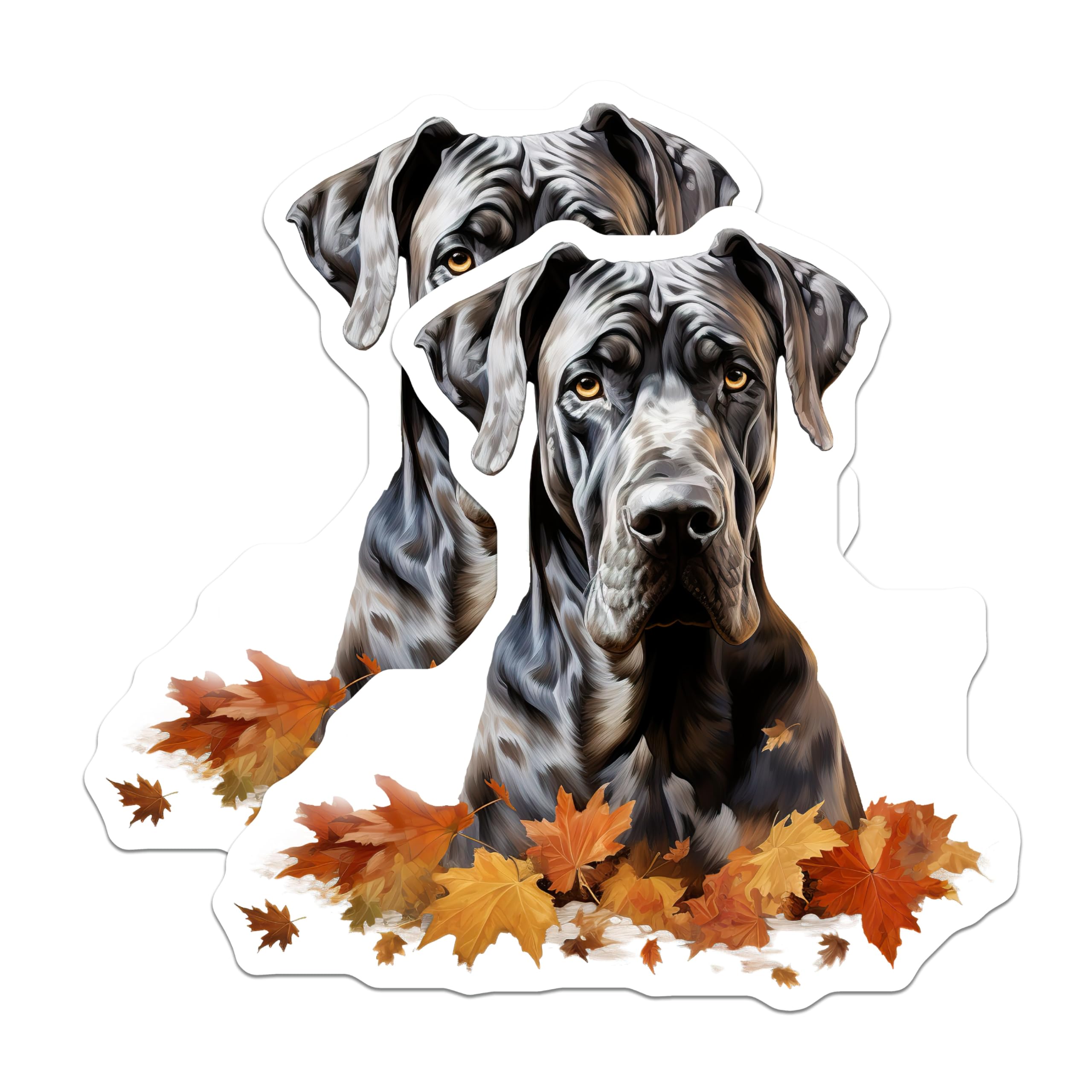 (2 Pack) Great Dane Dog Magnets - Autumn Leaves Refrigerator - Fall Pet Lover Decor for Dog Owners - 5 Inches On Longest Side - Thick Durable Magnet - Made in USA - MAG26653
