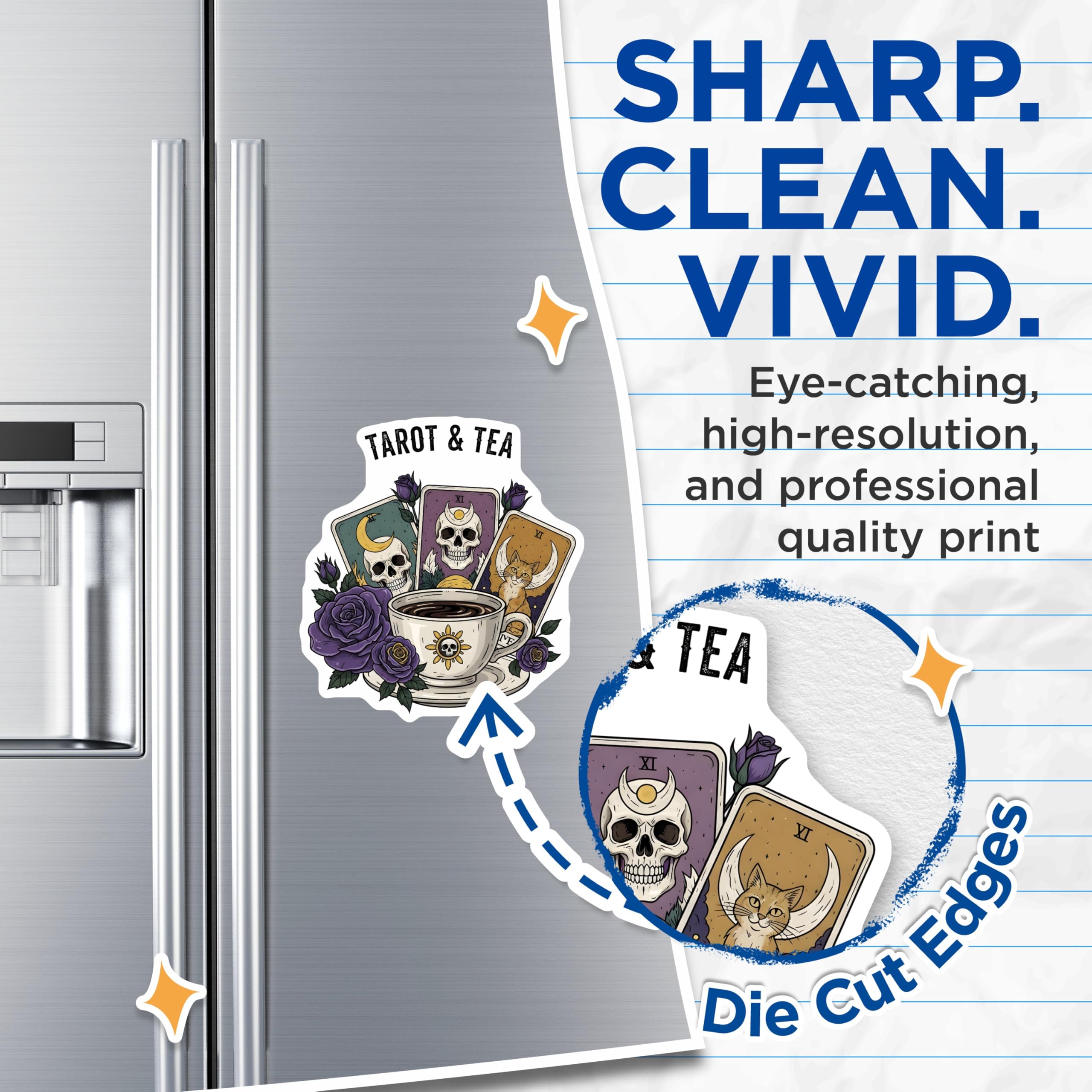 (2 Pack) Tarot and Tea Magnets - Witchy Home Decor - Mystical Art for Fridge - 5" On Longest Side - Premium Magnet - for Cars, Refrigerators, Toolboxes, Lockers - Made in USA - MAG18137