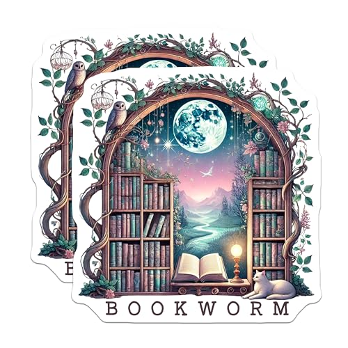 (2 Pack) Bookworm Magnets - Bookshelf Decor - Literary Magnets - Reading Enthusiast - Book Lover Library - 5" On Longest Side - for Cars, Fridges, Toolboxes - Made in USA - MAG7082