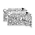 (2 Pack) South Dakota Magnets Magnets - Home is Where The Heart is - Floral Design - 5" On Longest Side - Made in USA - Sticks to Refrigerators & Metal Surfaces - MAG9092