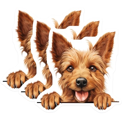 (3 Pack) Yorkshire Terrier Decals - Cute Dog Breed Sticker - Laptop Decal Set - 3 Inches On Longest Side - Easy Peel & Apply - Made in USA - 3MCS8603