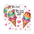 (2 Pack) You Make My Heart Melt Magnets - Cute Kawaii Ice Cream - Sweet Couples Decor - 5 Inches On Longest Side - Thick Durable Magnet - Made in USA - MAG36844