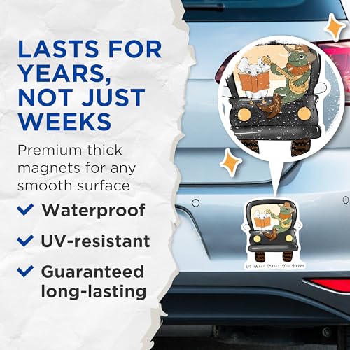 (2 Pack) Do What Makes You Happy Magnets - Funny Animal Magnets - Inspirational Magnet Decor - 5" On Longest Side - for Cars, Fridges, Toolboxes - Made in USA - MAG6670