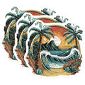 (3 Pack) Surfboard Beach Decals - Palm Tree Stickers - Sunset Tropical Decal - 3 Inches On Longest Side - Easy Peel & Apply - Made in USA - 3MCS8028