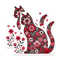 (2 Pack) Cat Flower Stickers - Floral Animal Art Decals - Cute Kitty Design Stickers - 5" On Longest Side - Sticks to Smooth Flat Surfaces - Made in USA - BMCS5735