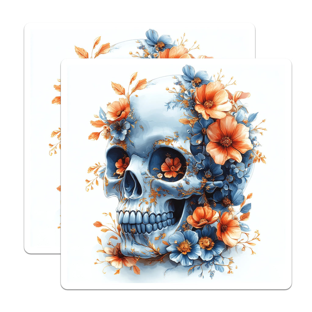 (2 Pack) Floral Skull Magnets - Day of the Dead Art - Whimsigoth Decor - 5 Inches On Longest Side - Thick Durable Magnet - Made in USA - MAG26329